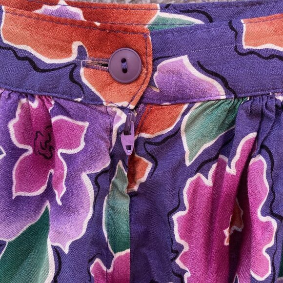 Vintage Young Edwardian Purple Floral Circle Maxi Skirt - Picture 9 of 13